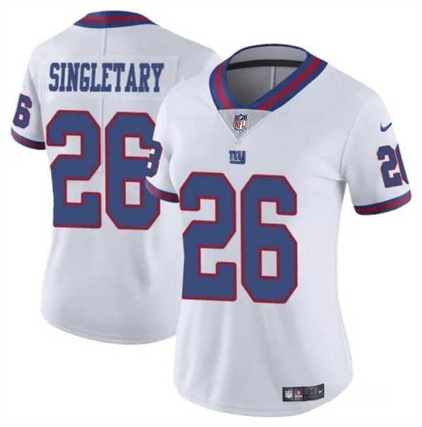 Womens New York Giants #26 Devin Singletary White Color Rush Stitched Jersey Dzhi